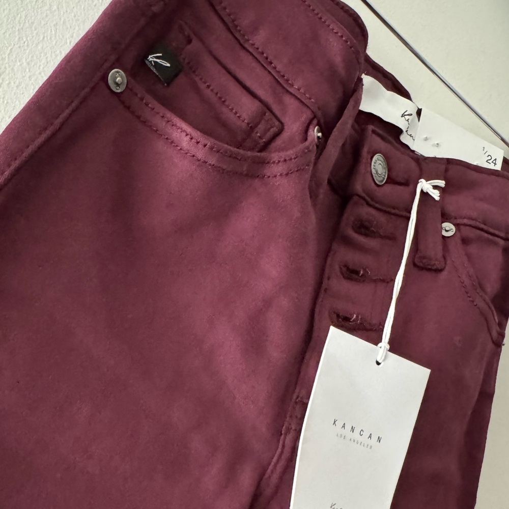 Burgundy high rise super skinny Kancan